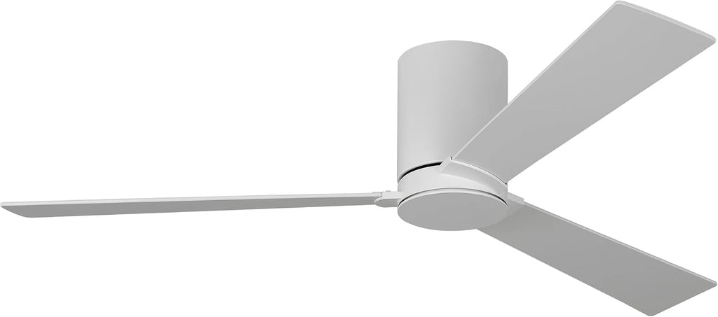 Monte Carlo 3RZHR52RZW Rozzen Hugger 52' Ceiling Fan with Remote Control, Reversible DC Motor, Damp Rated, 3 Blades (Matte White)