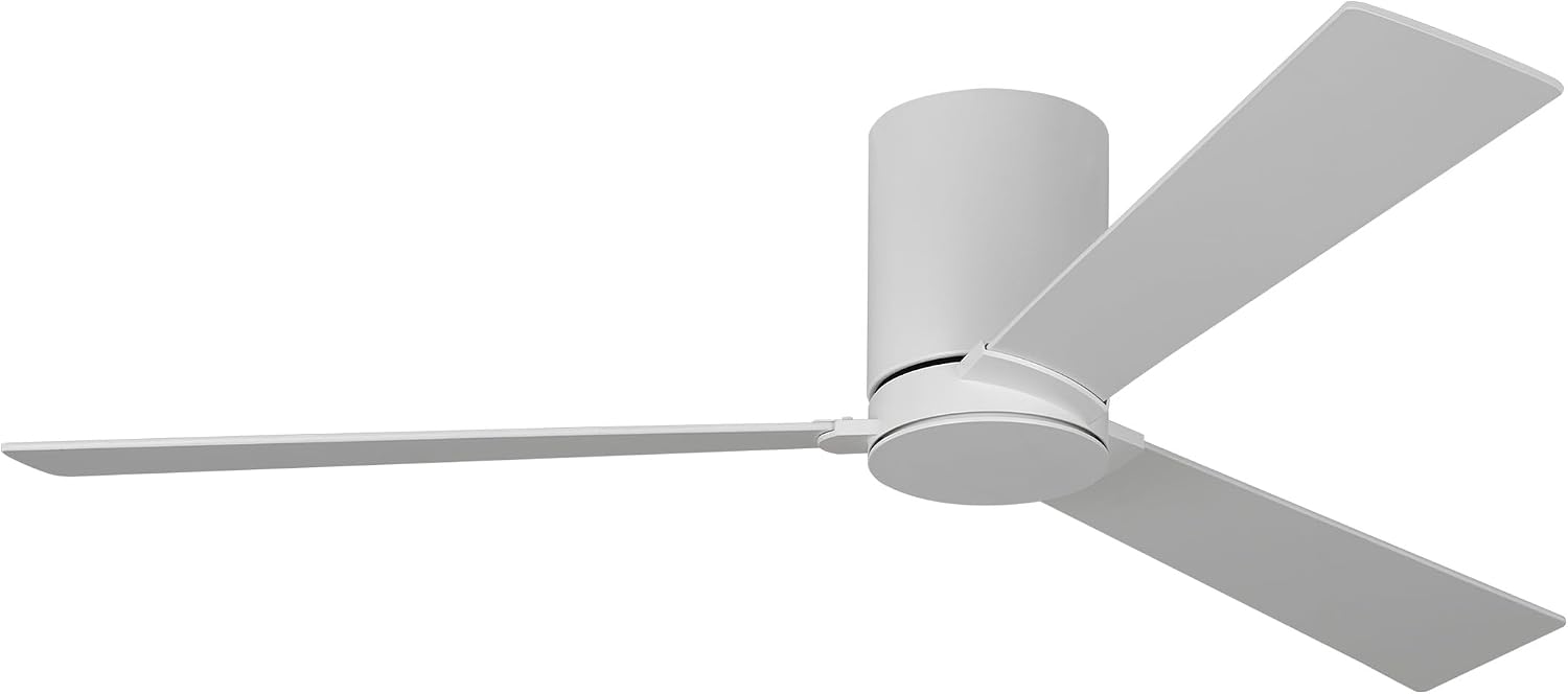 Monte Carlo 3RZHR52RZW Rozzen Hugger 52' Ceiling Fan with Remote Control, Reversible DC Motor, Damp Rated, 3 Blades (Matte White)