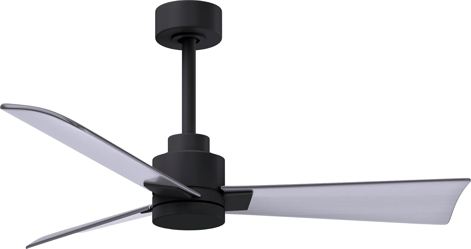 Matthews AK-BK-BN-42 Alessandra Wet Rated 42' Outdoor Ceiling Fan without Light, Remote Included, Silent DC Motor, Matte Black with Brushed Nickel