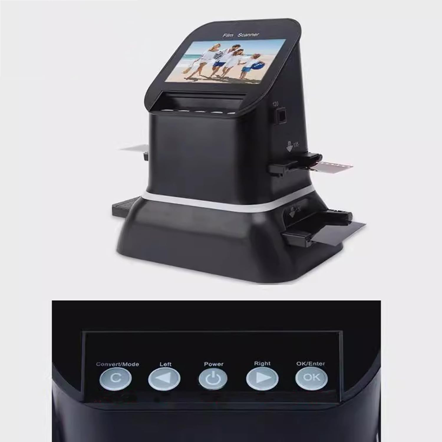 Digital Film Scanner, All-in-One 22MP Slides Scanner, with 4.3 Inch LCD Screen and Easy Load Film Inserts, Converts 135, 126, 120, Film Negatives