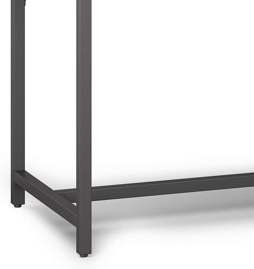 SIMPLIHOME Banting Desk - 72 Inch Wide Solid Wood and Metal Writing Desk in Distressed Grey, Modern Industrial Home Office Computer Table for Study with 2 Drawers and Flip-Down Keyboard Tray