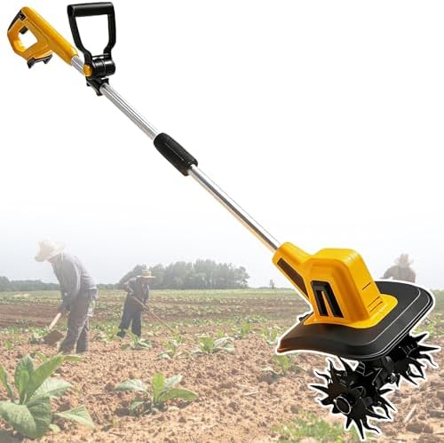 Cordless Tiller Cultivator,Compatible with 2000mAh/4000mAh Power Supply,270 R/min Charging Garden Cultivator,22cm Tilling Width & 18cm Depth 2000mAh