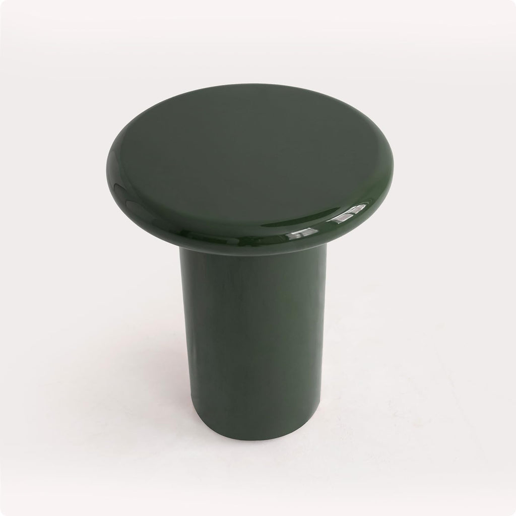 Acanva Modern End Tables with High Glossy Finish, Curved Edges, Accent Center Furniture for Living Room Home Office, Side Table, Olive Green