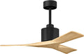 Matthews NK-BK-LM-42 Nan Damp Rated 42' Ceiling Fan with Remote and Wall Control, 3 Solid Wood Blades, Silent DC Motor, Matte Black with Light Maple Tone