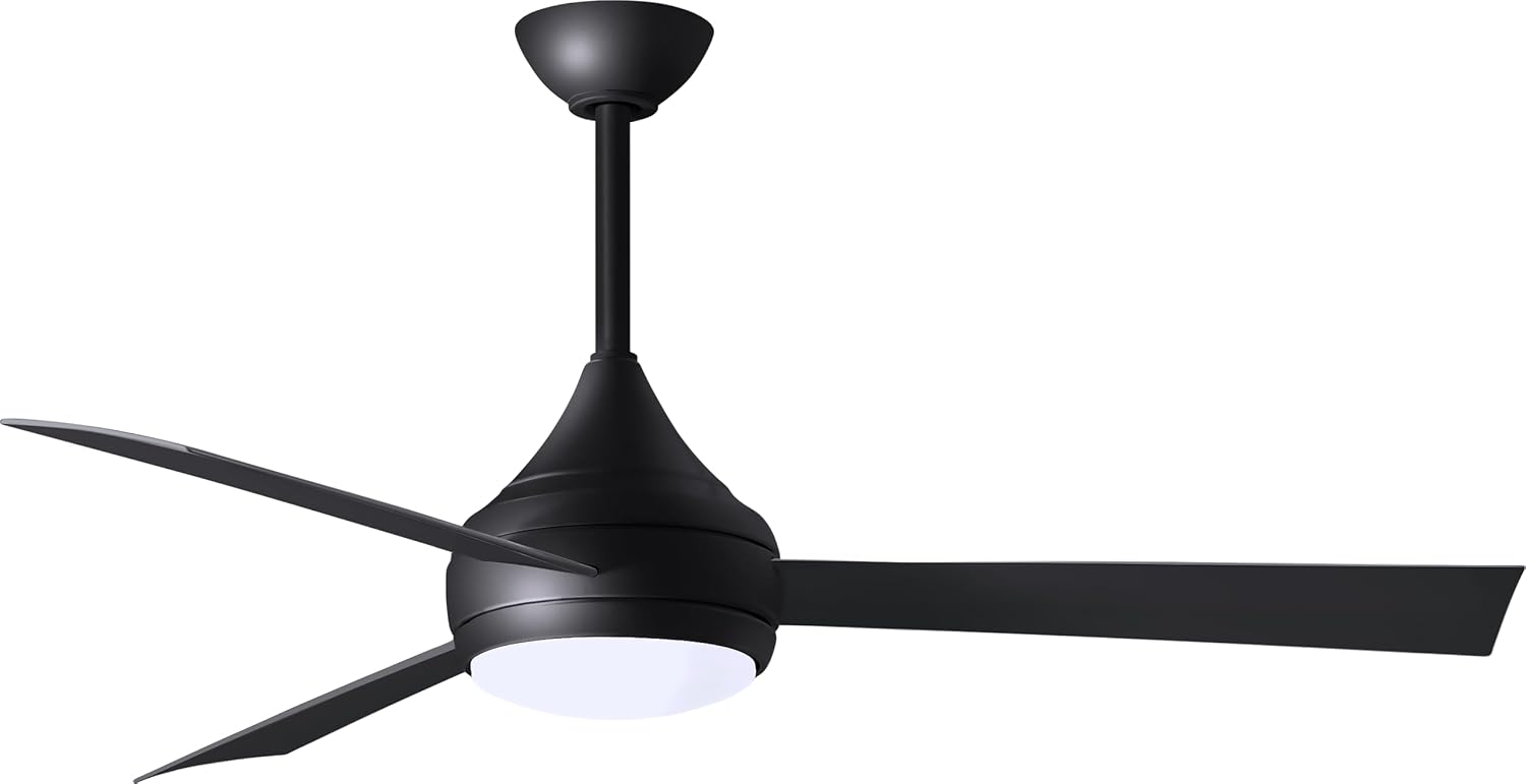 Matthews DA-BK-BK Donaire Outdoor Wet/Salt Water Rated 52' Marine-Grade Coastal Ceiling Fan with LED Light & Remote, Matte Black
