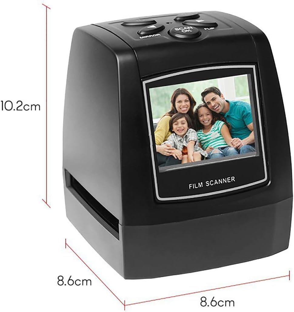Film Slide Scanner, Screen Digital Film Scanner, High Reduction, 2.36' LCD Screen, Wide Compatibility, 100-240V Slide Converter for Coloured Positive and Negative Films, can Convert The Film into 12