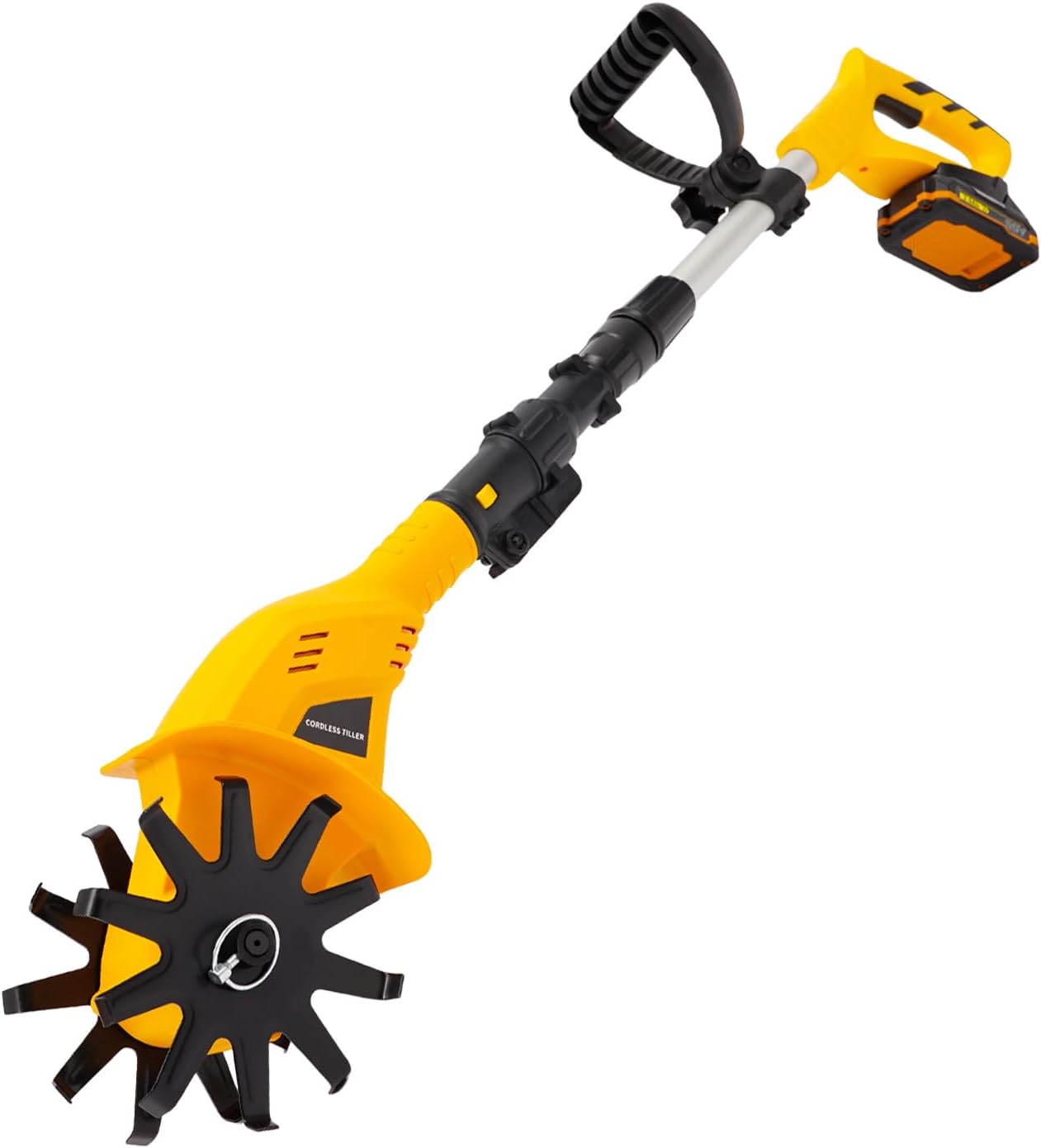 20V Cordless Electric Tiller, 250 RPM Battery Powered Garden Cultivator, 110V Electric Garden Tiller with 2.0Ah Batteries & Charger 9.84In Tilling Width & 4In Depth Tiller for Soil Cultivation