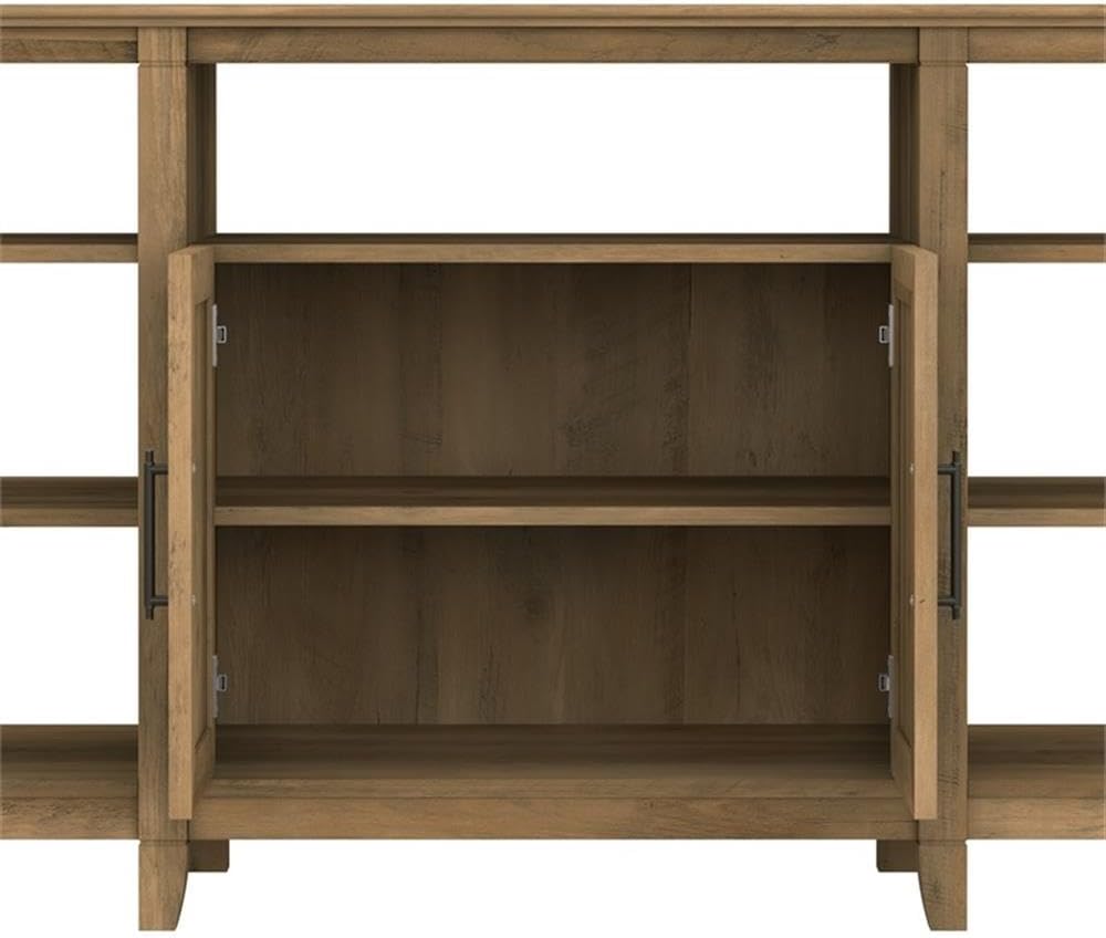 Bush Furniture Key West Tall TV Stand with Set of 2 Bookcases, Farmhouse Entertainment Center for 65 Inch Television, 17D x 60W x 66H, Reclaimed Pine
