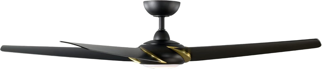 Modern Forms Lucid Indoor and Outdoor 5-Blade 62in Smart Ceiling Fan in Soft Brass Matte Black with 3500K LED Light Kit and Remote Control works with Alexa and iOS or Android App