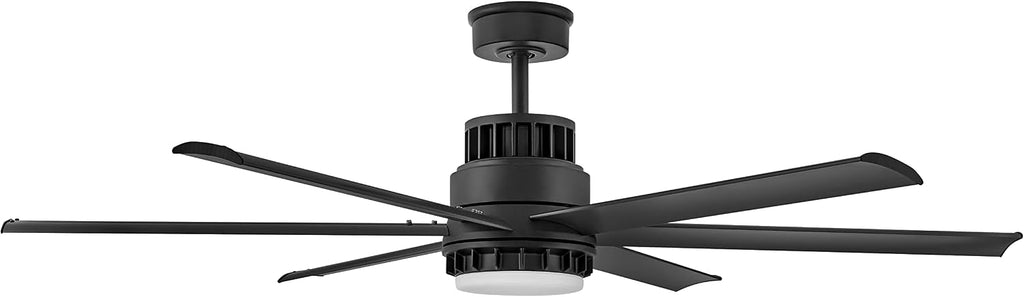 Hinkley Draftsman 60' Indoor/Outdoor Smart Ceiling Fan with Light and Remote, Industrial Windmill Style with Alumninum Fan Blades, Integrated LED, Matte Black