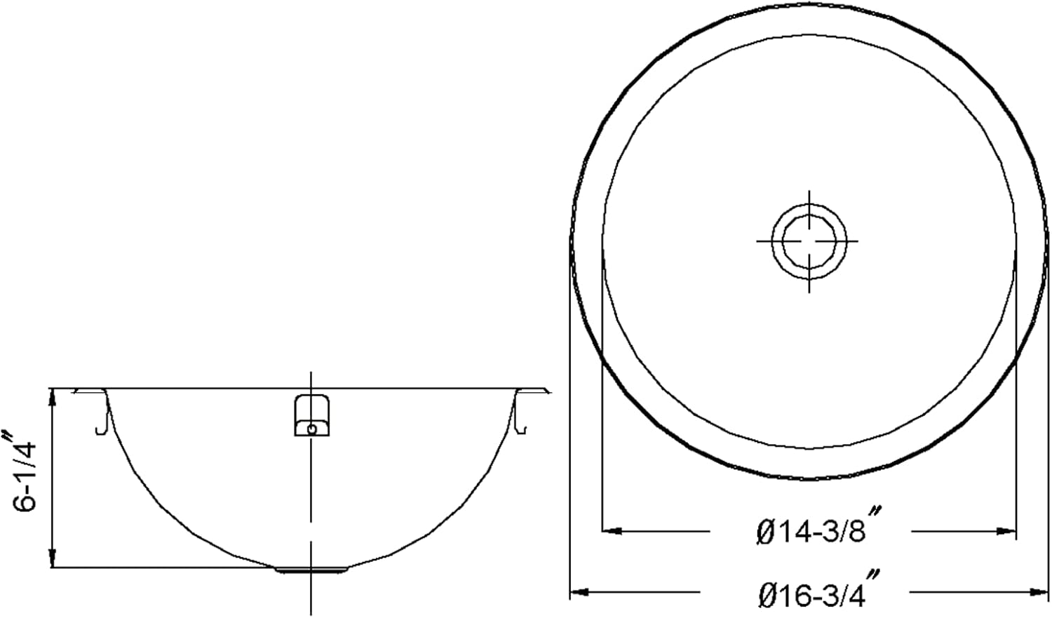 Houzer Opus Stainless Steel Bathroom Sink: 16 Inch Undermount Round Bowl without Overflow, Optional Grid Drain, Durable & Versatile, Essential for Home & Apartment: CR-1620-1