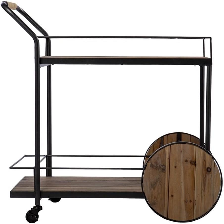 SEI Furniture - Pemton Bar Cart - Rustic Design, Reclaimed Wood - Natural, Iron - Ideal for Living Room, Home Bar (HZ1157540)