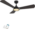 SMAAIR 56' Outdoor Smart Ceiling Fan with Lights and Remote Control, Compatible with Alexa/Google Home/Siri, Dimmable LED Light and 10-speed DC Motor (56 INCH, Black & Dark Walnut)