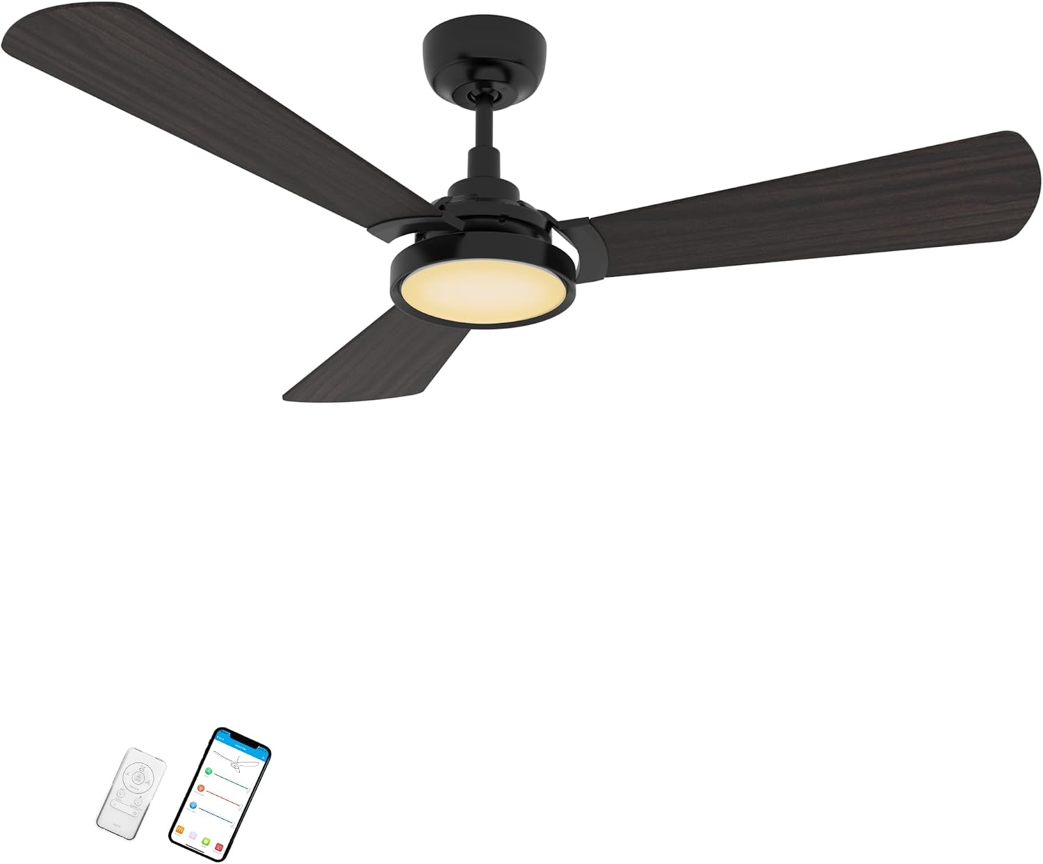 SMAAIR 56' Outdoor Smart Ceiling Fan with Lights and Remote Control, Compatible with Alexa/Google Home/Siri, Dimmable LED Light and 10-speed DC Motor (56 INCH, Black & Dark Walnut)