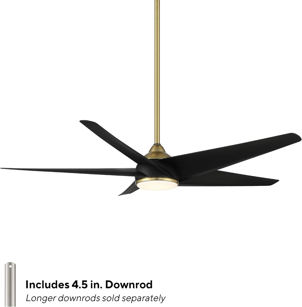 WAC F-071L-SB/MB Viper 60' Outdoor Ceiling Fan with Lights and Remote Control, Soft Brass Matte Black