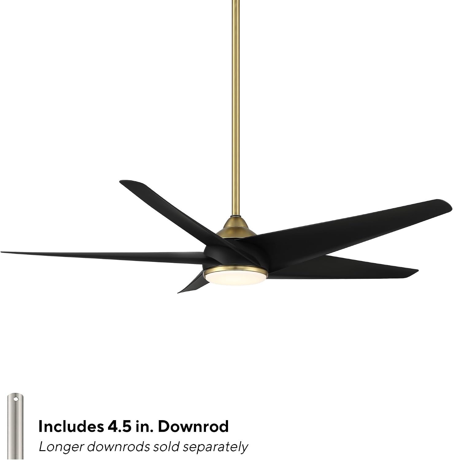 WAC F-071L-SB/MB Viper 60' Outdoor Ceiling Fan with Lights and Remote Control, Soft Brass Matte Black