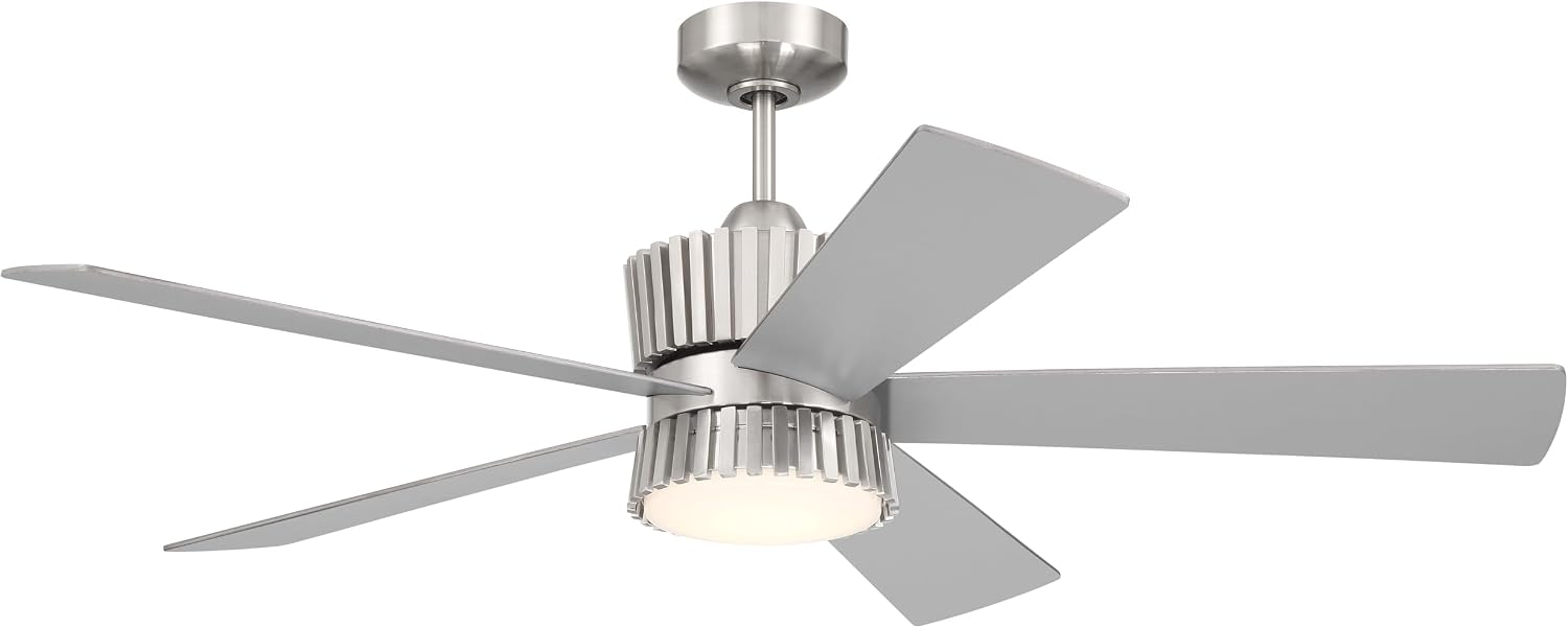 Craftmade 52' Theiry in Brushed Polished Nickel Finish Ceiling Fan with Optional LED Light Kit, Remote Control Included, Smart WiFi Enabled w/Voice Activation, works w/Alexa & Smart Home Devices