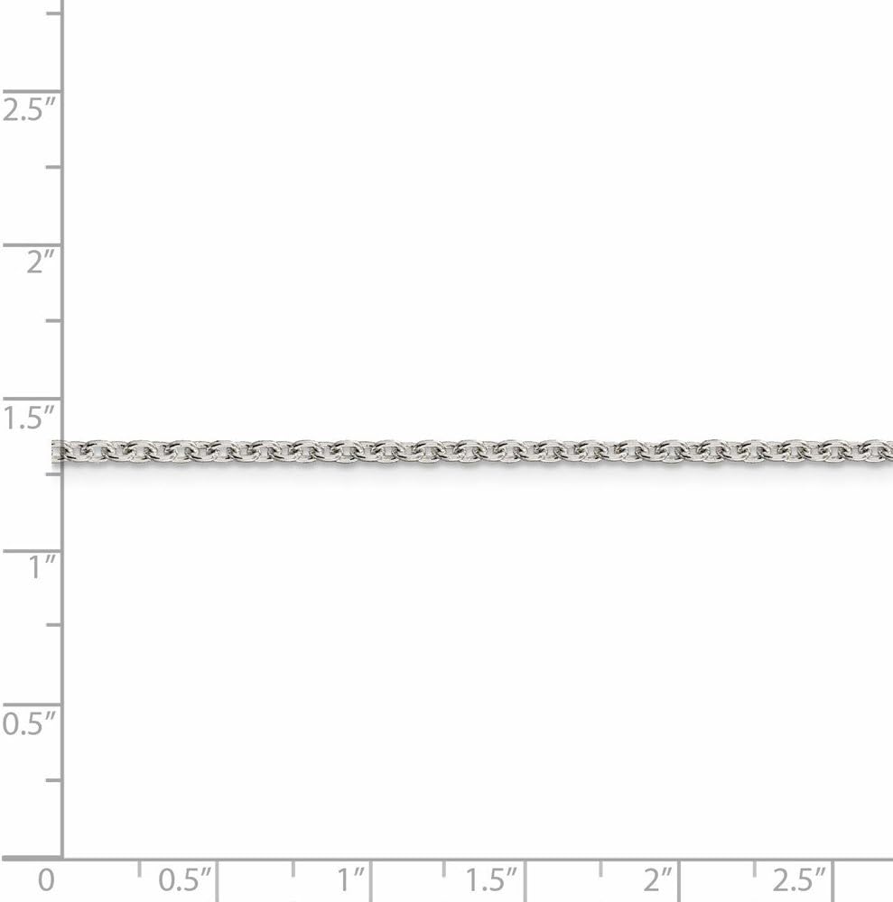 Solid 925 Sterling Silver 2.25mm Cable Chain Necklace - with Secure Lobster Lock Clasp