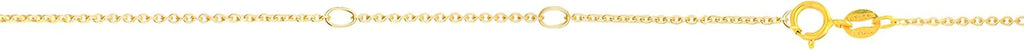 Floreo 14k Yellow Gold Double Extendable Solid Diamond Cut Cable Chain Adjustable Necklace, 16' - 17' - 18 Inch with Spring Ring Clasp