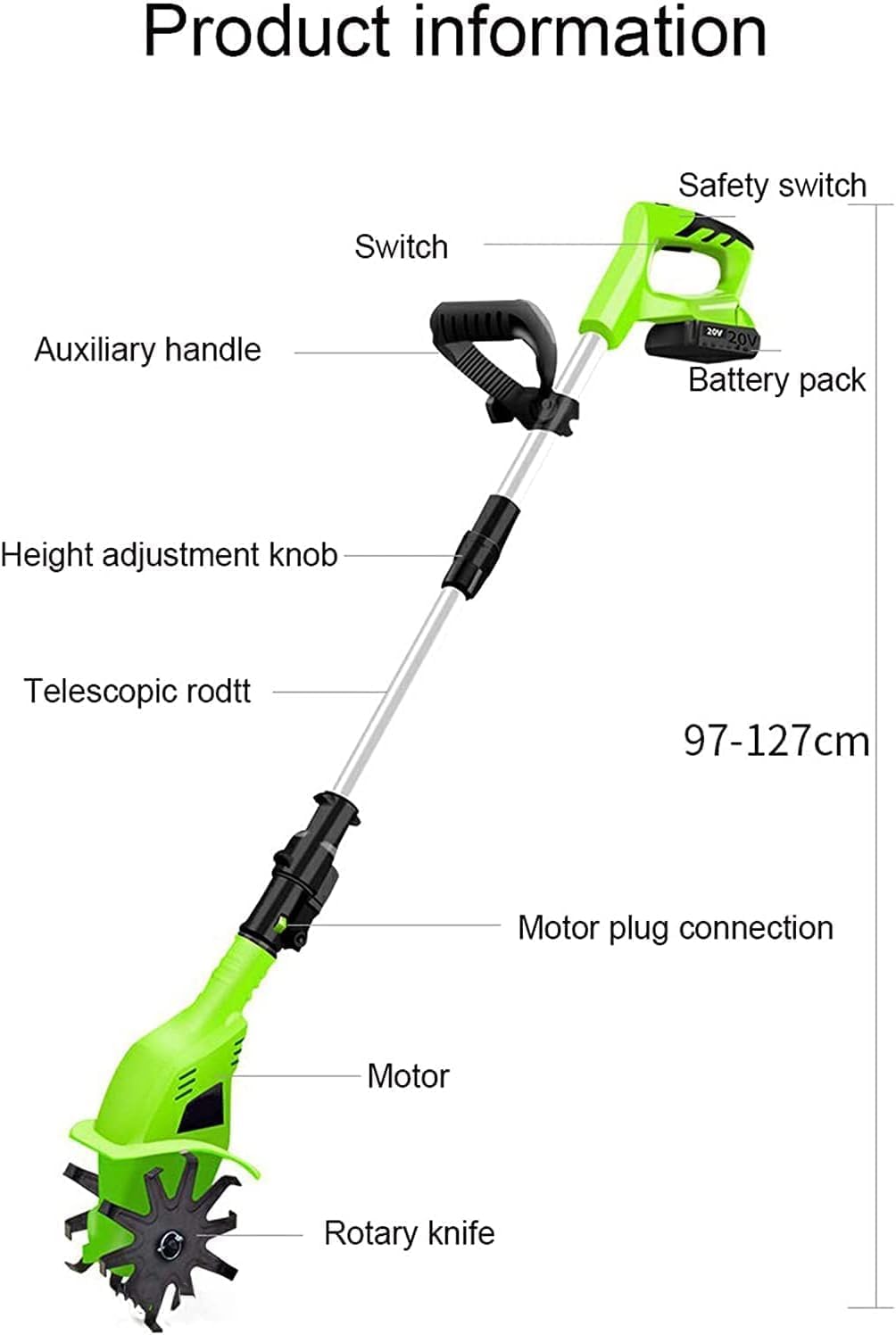 LXXW Electric Tiller Cordless Electric Garden Tiller with 4000Mah Rechargeable Battery and Charger,Rotary Tiller Electric Cultivator