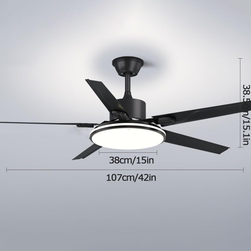 Ceiling Fans with Lights and Remote 42 Inch Smart Ceiling Fan with Light 3 Color Dimmable Low Profile Ceiling Fan with Light Outdoor Ceiling Fans for Patios with Light