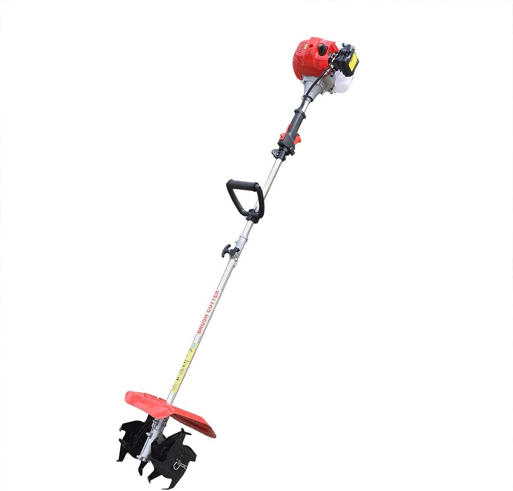 42.7cc 2-strokeHand-held Mini Tiller Cultivator 1.25KW Two-Stroke Gas-Powered Hand Push Tiller Cultivator for Cutting Grass, Wheat, Tea Tree