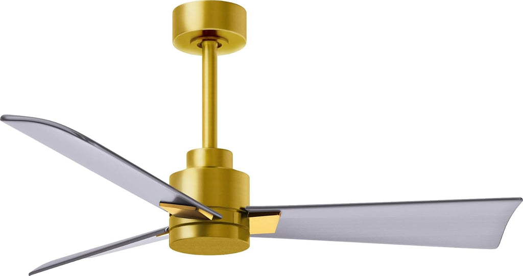 Matthews AK-BRBR-BN-42 Alessandra Wet Rated 42' Outdoor Ceiling Fan without Light, Remote Included, Silent DC Motor, Brushed Brass with Brushed Nickel