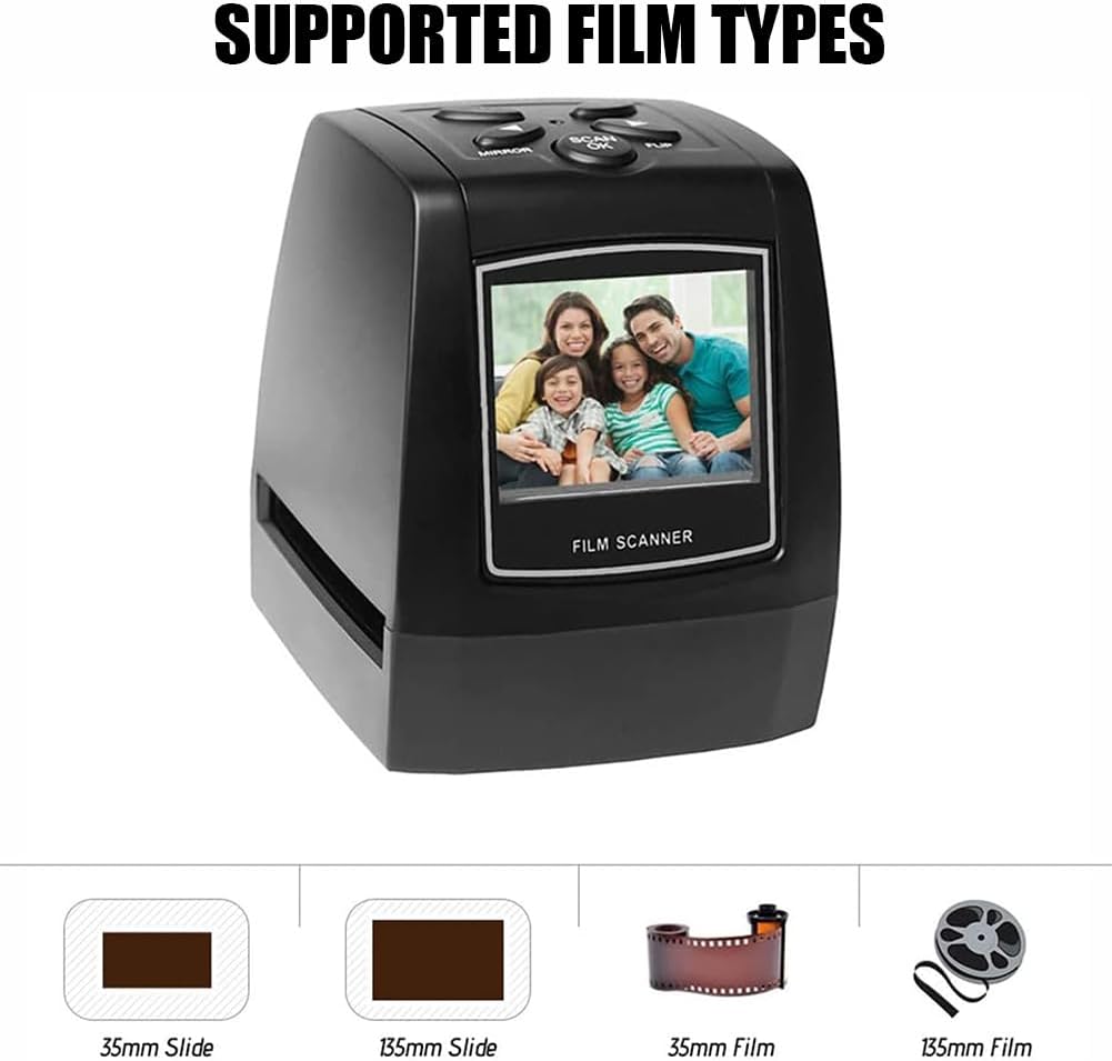 10MP Film Scanner, Mini Digital Film Scanner Slide Digitizer, Converts Slide/Negatives to JPEG Images, Digital Photo Negative Scanner