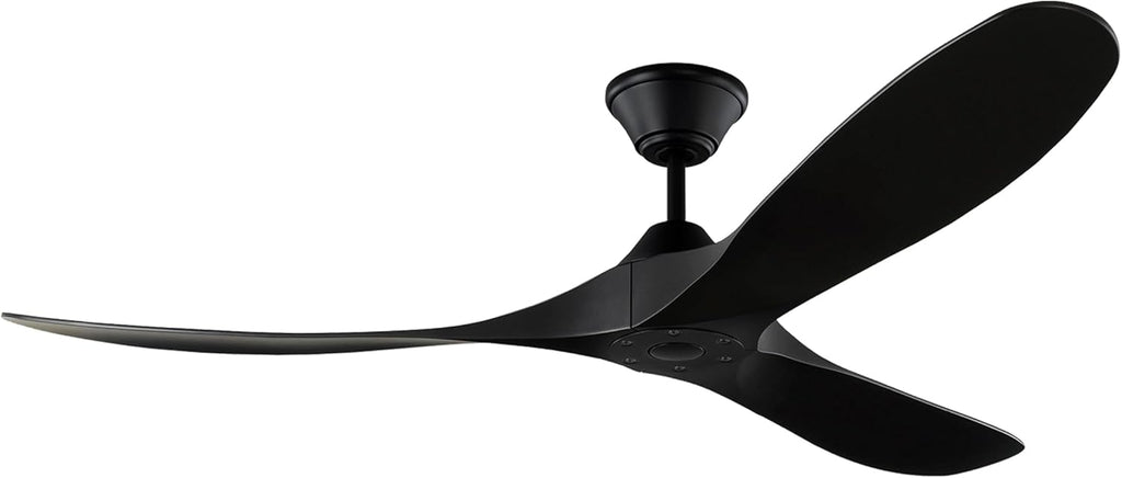 Generation Lighting 3MGMR60MBK-V2 Maverick Coastal Ceiling Fan with Remote Control, Wet Rated Indoor Outdoor Fan, High CFM with 3 Blades, 6 Speeds (Midnight Black with Midnight Black Blades, 60-Inch)