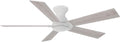 Carro 52 Inch Flush Mount Ceiling Fan without Lights, White Ceiling Fan with Remote Low Profile, 10-Speed Reversible DC Motor, 5 Wood Finish Blades, Indoor for Bedroom