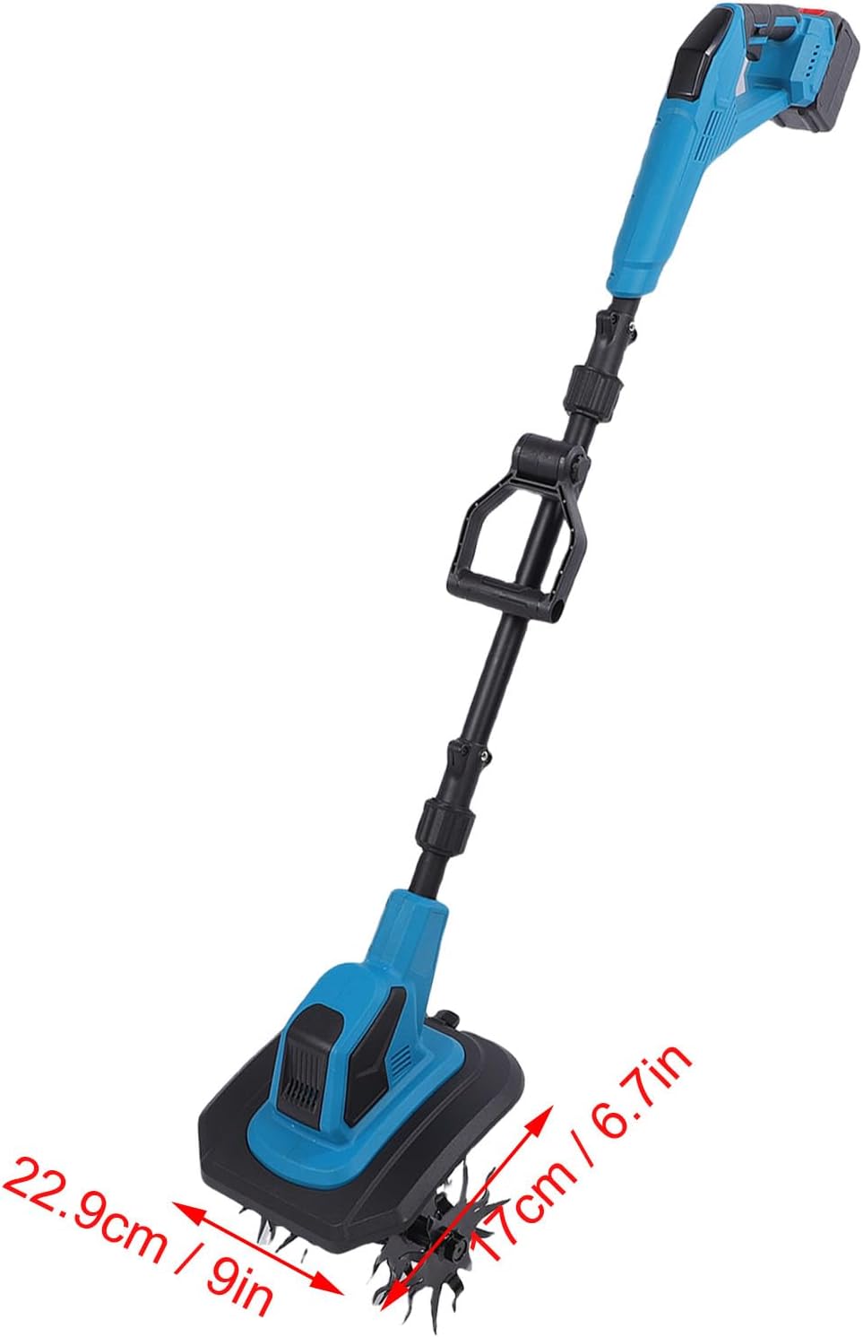 WALFRONT Tiller Cultivator Cordless Electric Tiller 6.7' Depth with an Auxiliary Handle Garden Rototiller for Small Spaces Outdoor Environments