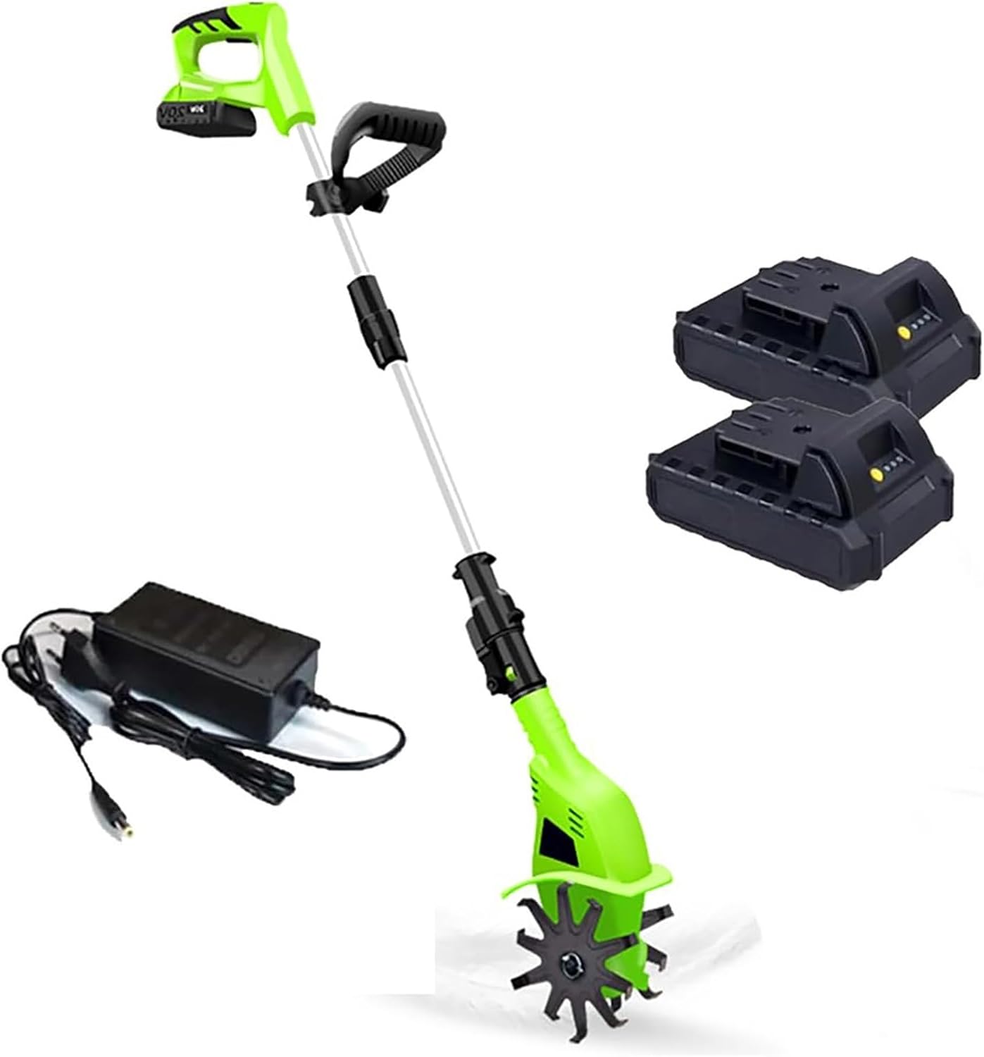 Electric Garden Tiller,Cultivators Electric Cordless, Lightweight,Garden Cordless Tillers Electric Cultivator with Lithium Battery and Fast Charger for Garden