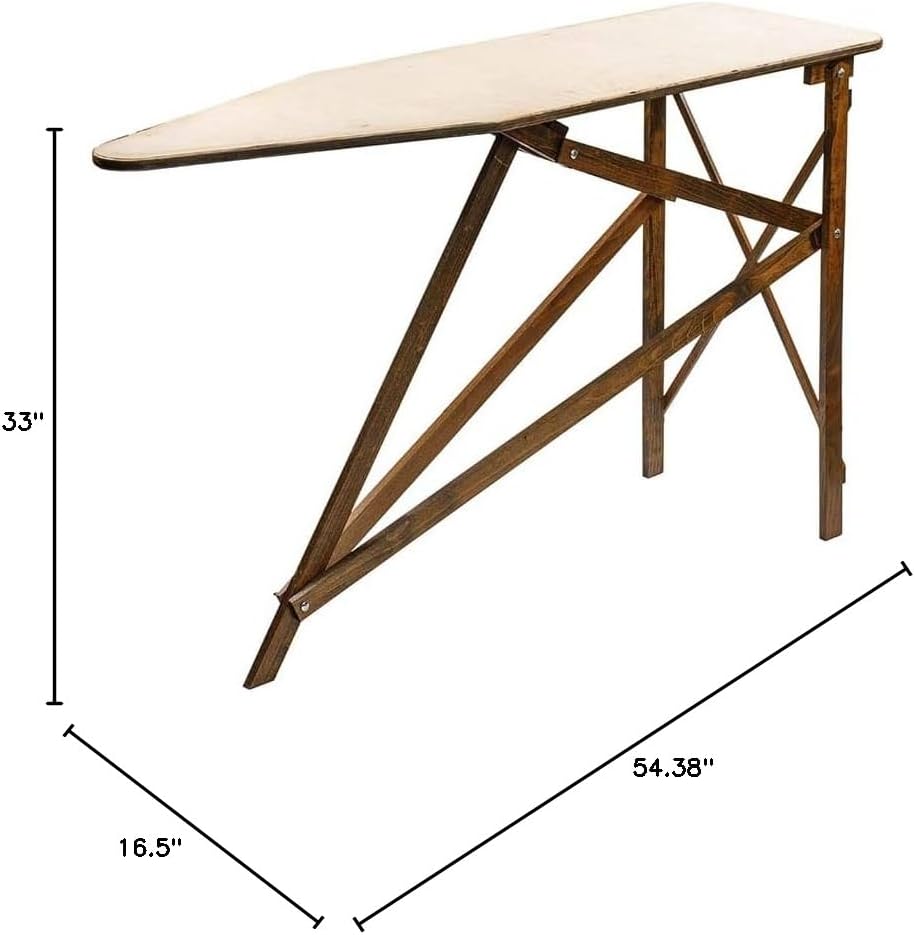 Lehman's Folding Wooden Ironing Board, Amish Made with Ironing Board Pad and Cover, Dark Finish