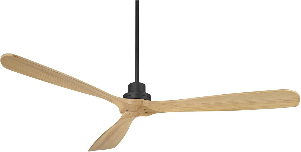 Casa Vieja 66' Delta XL Modern Country Indoor Cottage Core Outdoor Ceiling Fan 3 Blade Remote Control Matte Black Finish Wood Blades Bedroom Patio Living Room DC Motor Decorative Damp Rated Garage