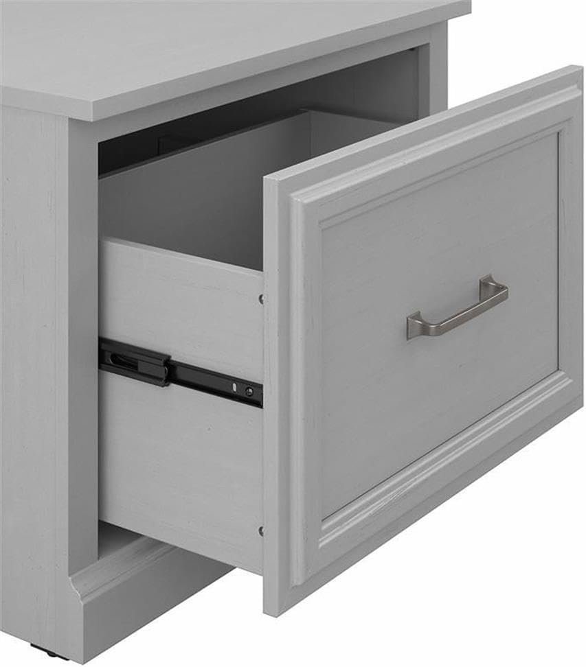 Bush Furniture Woodland 24W Small Shoe Bench with Drawer in Cape Cod Gray | Narrow Footwear Organizer for Home Entryway, Mudroom, and Foyer