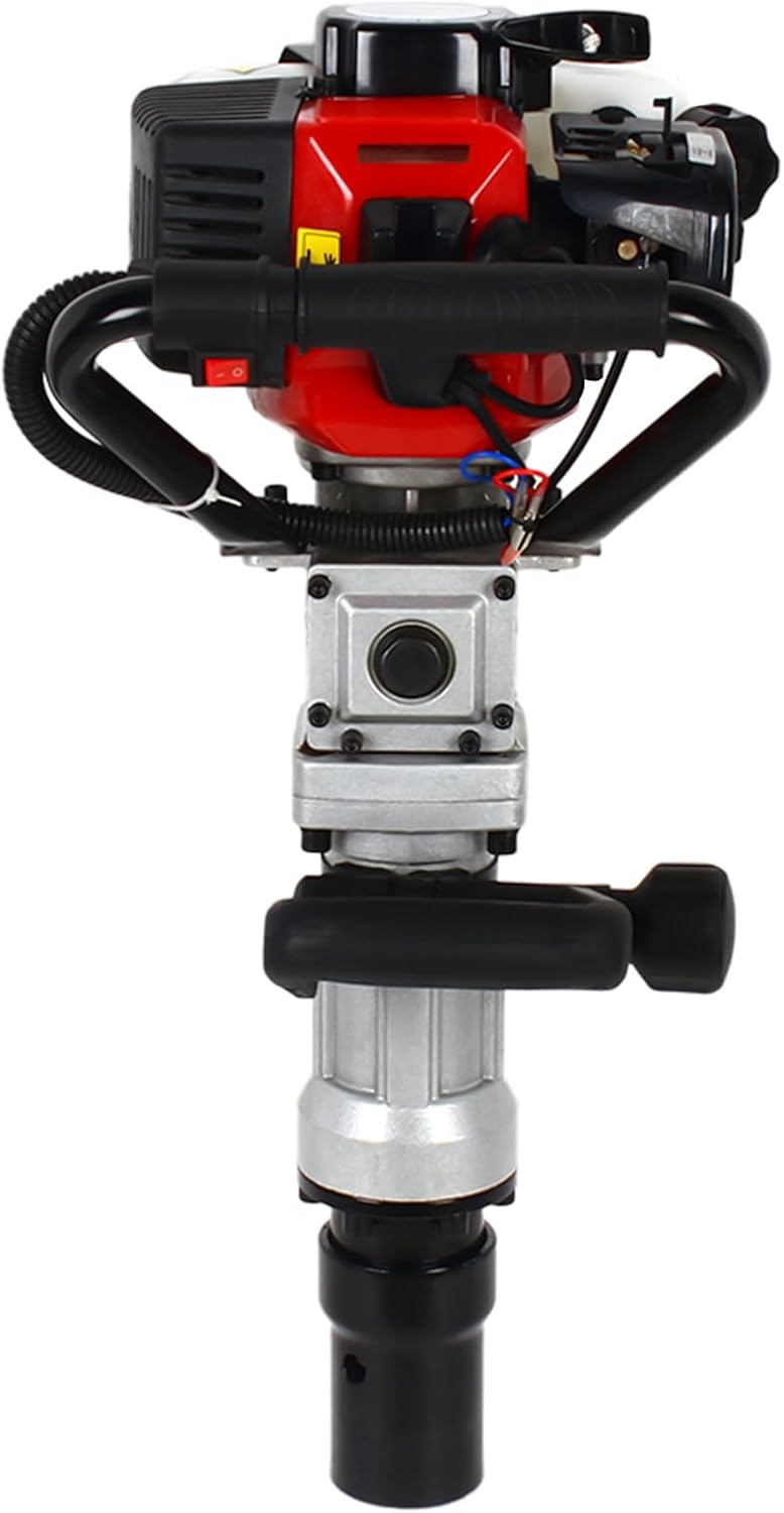 32.6CC 2 Stroke Gas Powered T-Post Driver, 0.9KW Gas Post Pounder Pile Driver, Single Cylinder Air Cooled Fence Post Driver Hammer with Hand Pull Start & 0.23 Gal Fuel Tank for Gardening Road Fencing