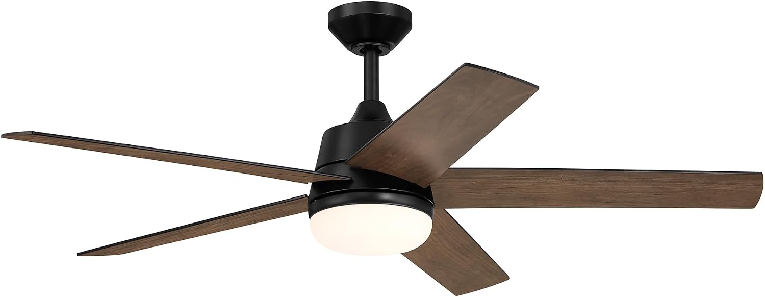 DESIGNERS FOUNTAIN Astrea Smart Ceiling Fan with Lights, 52 Inch LED Light Indoor Outdoor 5-Blade Fan, Remote Control, RGB, Matte Black, FS-ATR52RGB-MB