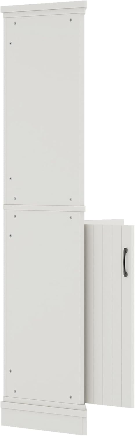 KEIKI 69' Tall Corner Cabinet, Farmhouse Corner Storage Cabinet with Doors & Shelves, Home Storage for Living Room, Bathroom, Dining Room or Kitchen, White