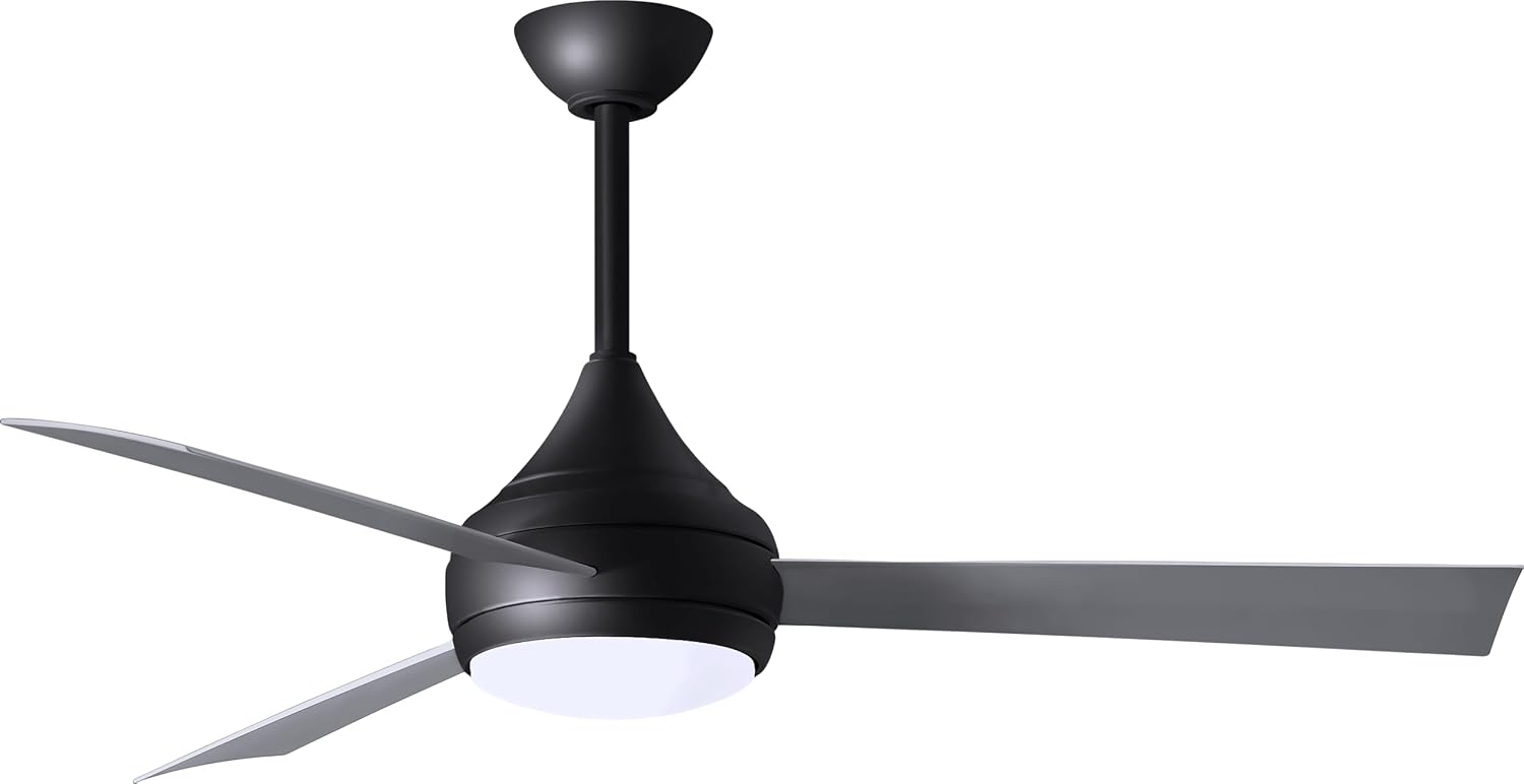 Matthews DA-BK-BS Donaire Outdoor Wet/Salt Water Rated 52' Marine-Grade Coastal Ceiling Fan with LED Light & Remote, Matte Black with Brushed Stainless