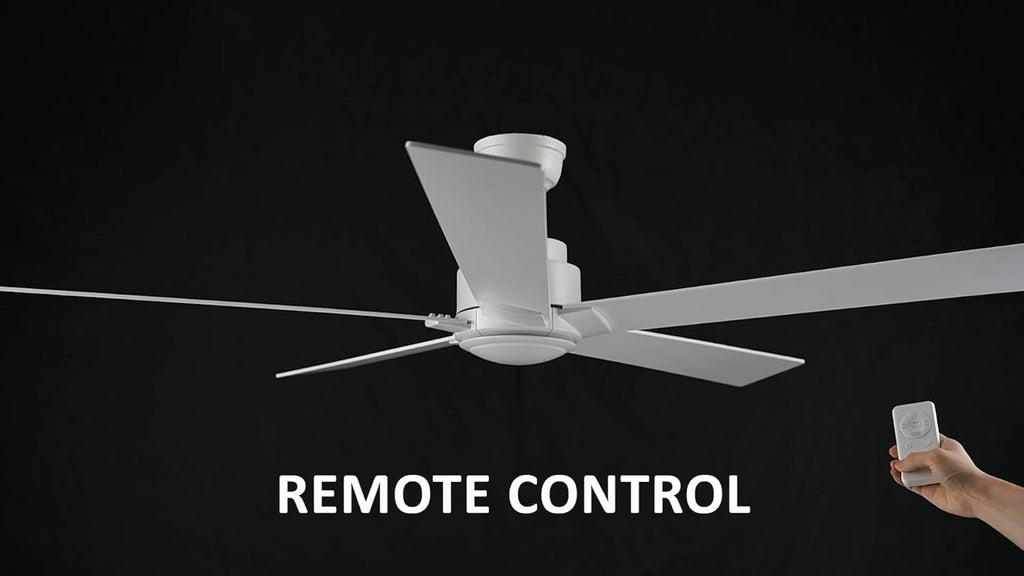 Carro 60 Inch Ceiling Fan without Lights, White Ceiling Fan with Remote Low Profile, 10-Speed Reversible DC Motor, 5 Dual Finish Blades, Indoor, for Bedroom