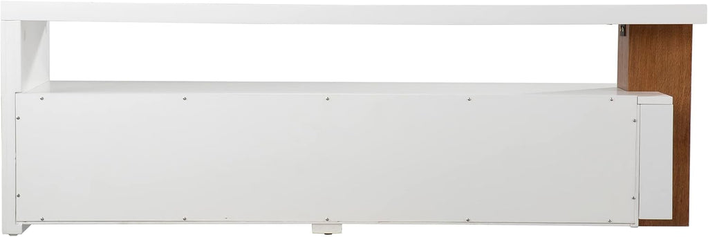 SEI Furniture - Harliston Contemporary Media Stand with Storage - Modern Design, White Finish - Ideal for Living Room, Family Room (MS1164813)