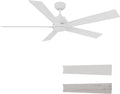 Carro 60 Inch Ceiling Fan without Lights, White Ceiling Fan with Remote Low Profile, 10-Speed Reversible DC Motor, 5 Dual Finish Blades, Indoor, for Bedroom