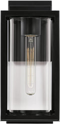 Austin Allen AA1018MB Kessler Modern Clear Glass Outdoor Wall Sconce, 1-Light 100 Watt, 13' H x 6' W, Matte Black