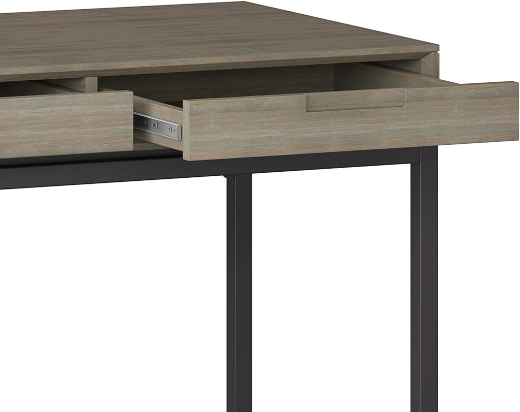 SIMPLIHOME Banting Desk - 72 Inch Wide Solid Wood and Metal Writing Desk in Distressed Grey, Modern Industrial Home Office Computer Table for Study with 2 Drawers and Flip-Down Keyboard Tray