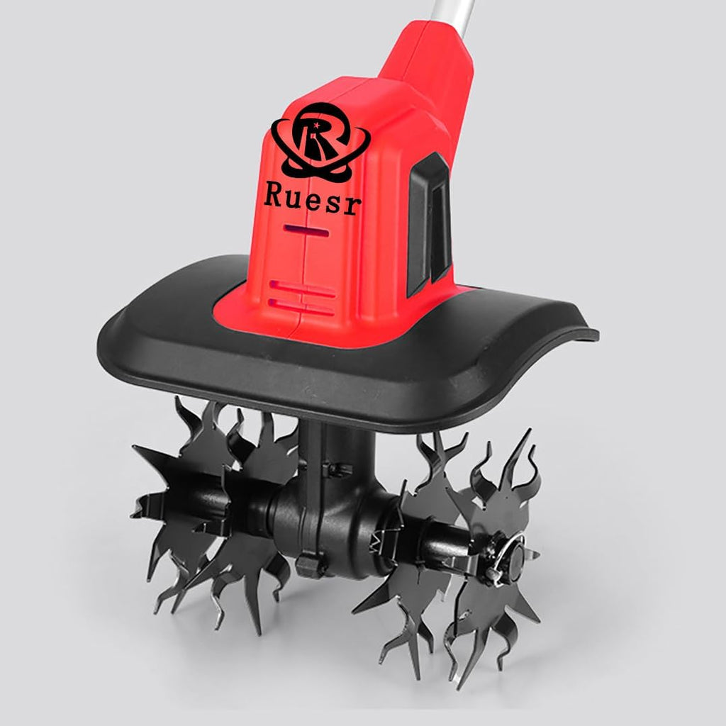 Ruesr Electric Cordless Garden Tiller, 50-inch Cultivator 20v Electric Garden Tiller Battery Powered Total 4000mAh 4-in-1 Soil Tiller for Trenching, Weeding, Loosening, Plowing