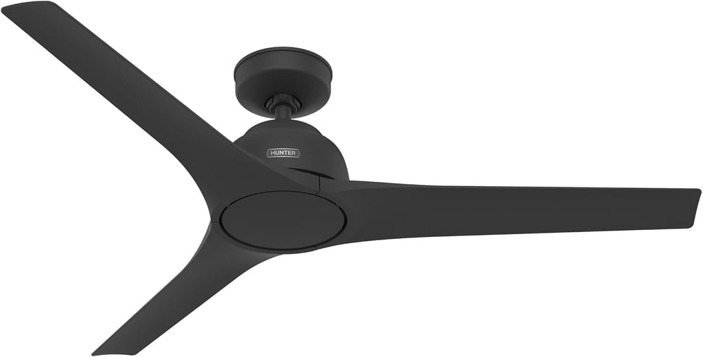 Hunter Fan 52 inch Ceiling Fan with No Light, Outdoor or Indoor Matte Black Ceiling Fan for Porch, Living Room, Office, Kitchen, Garage, 3 Blades (Renewed)