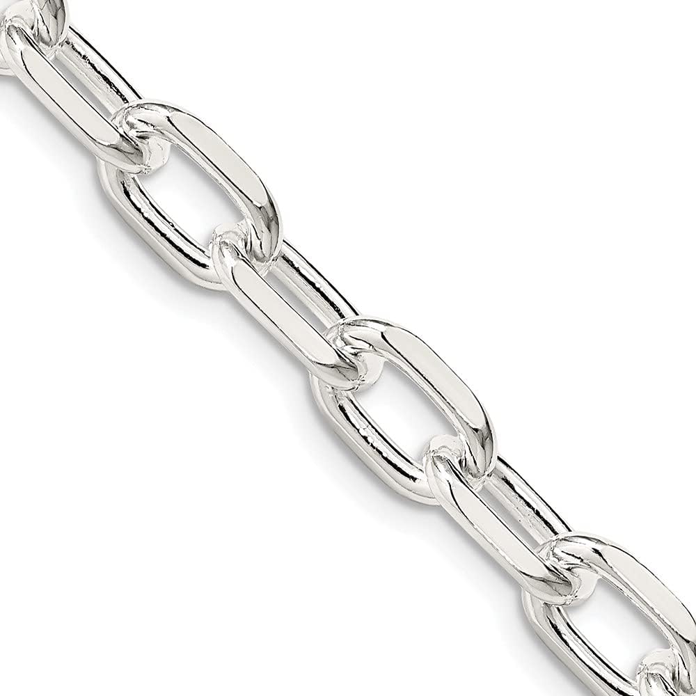 925 Sterling Silver 7.5mm Diamond-cut Long Link Cable Chain (18 to 24 Inch)