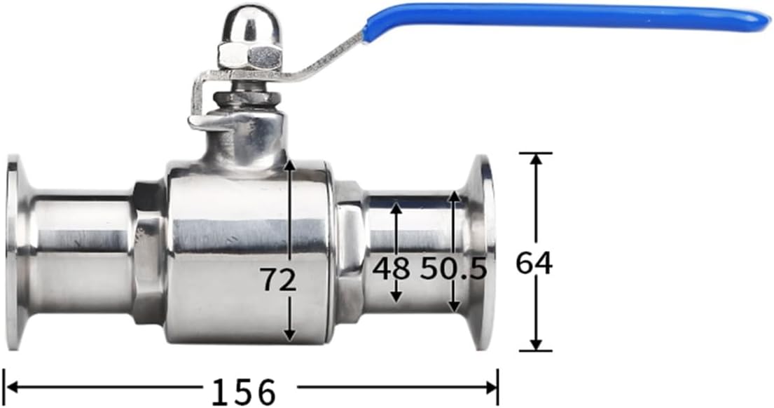 316L Stainless Steel Ball Valves,Quick-Opening Clamp Snap-in Food-Grade Straight-Through Quick-Connect Valve(2')