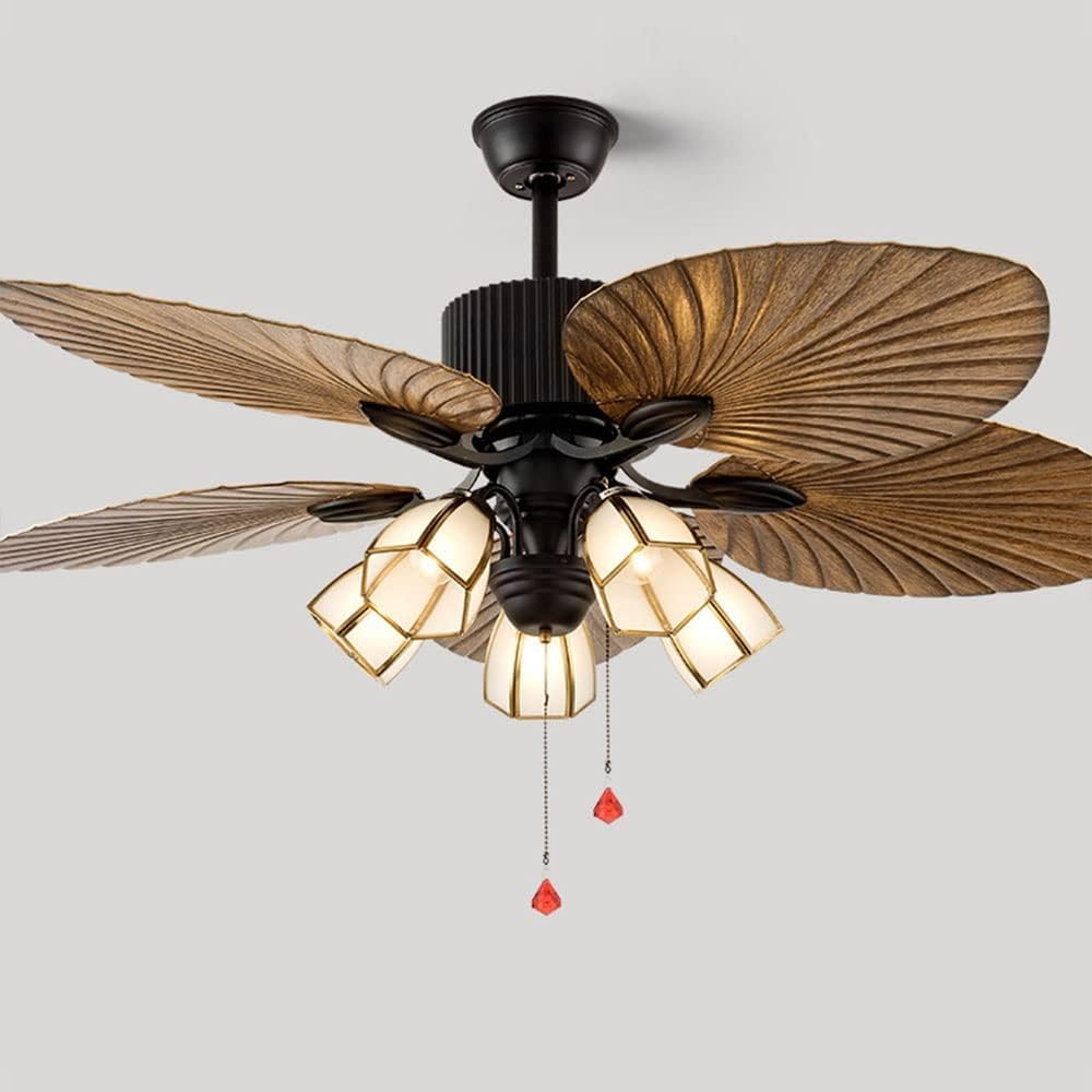 Lamp Big Fan Blades Lighting Ceiling Fans Ceiling Fan Light 52in Retro Remote Control Creative Fan Fixture for Indoor Bedroom Energy Saving