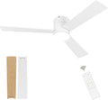 GESUM Flush Mount Ceiling Fan with Lights, 52' Low Profile Ceiling Fans with Remote Control, Dimmable, Quiet DC Motor, Reversible, Outdoor Ceiling Fans for Patios Bedroom Kitchen Porch